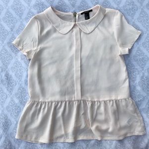 Forever 21 silk peter pan collar baby pink top